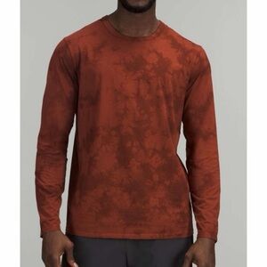 lululemon The Fundamental Long Sleeve Shirt Rust Tie Dye